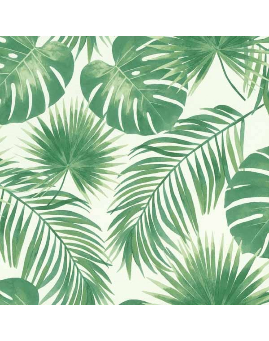Tapeta maľovaná palma 039013 - biela a zelená